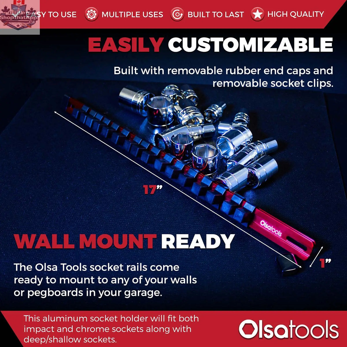 Aluminum Socket Organizer Rails With Rubber End Caps for 10 mm Socket Set - Shopthatapp.ca