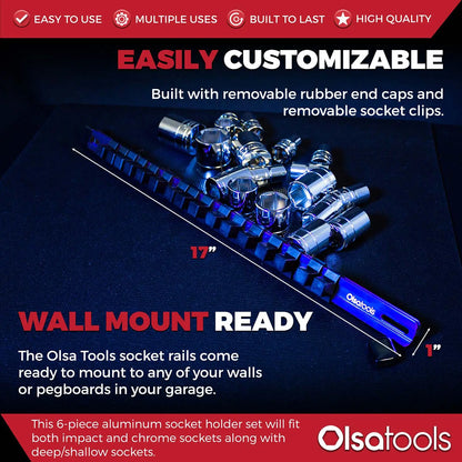 Aluminum Socket Organizer Rails With Rubber End Caps for 10 mm Socket Set - Shopthatapp.ca