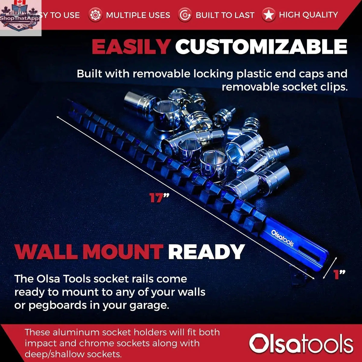 Aluminum Socket Organizer Rails with Locking End Caps - Shopthatapp.ca