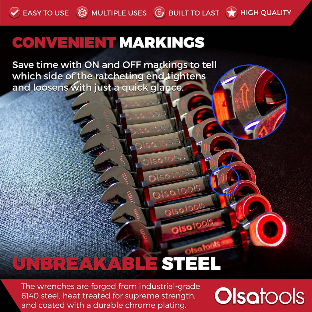 120 Tooth Ratcheting Wrench Set - Stubby Design for Maximum Torque and Accessibility