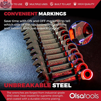 120 Tooth Ratcheting Wrench Set - Stubby Design for Maximum Torque and Accessibility - Shopthatapp.ca