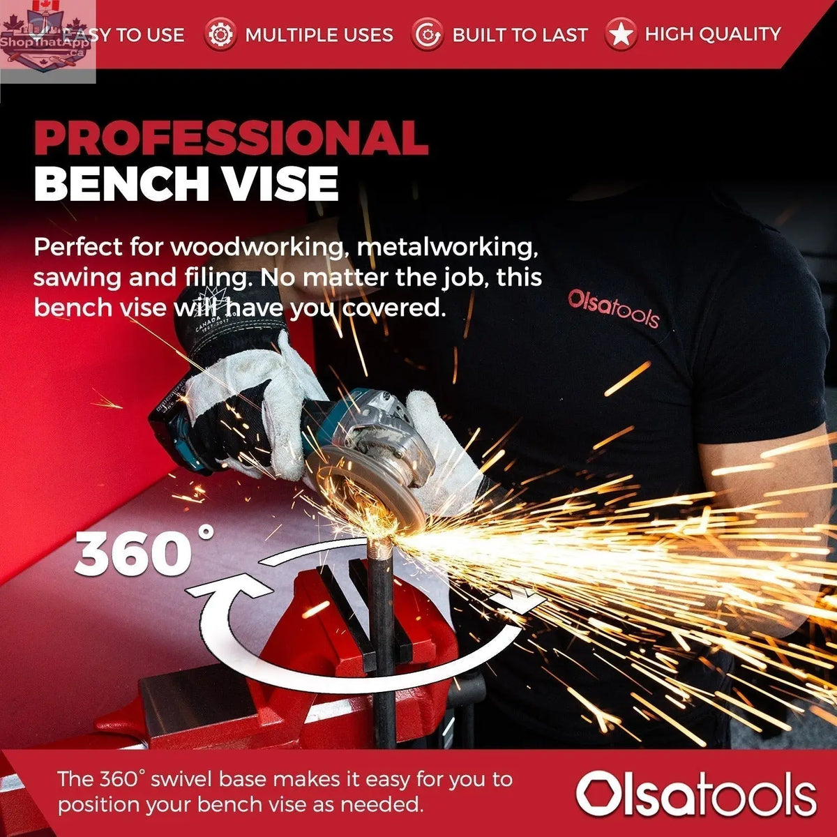 Bench Vises with Swivel Base | 360° Forged Steel Construction - Shopthatapp.ca