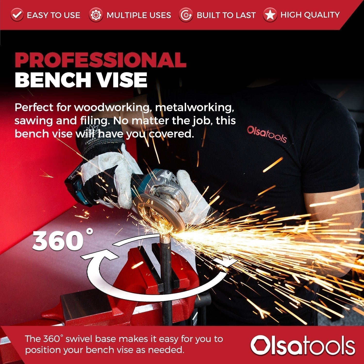 Bench Vises with Swivel Base | 360° Forged Steel Construction