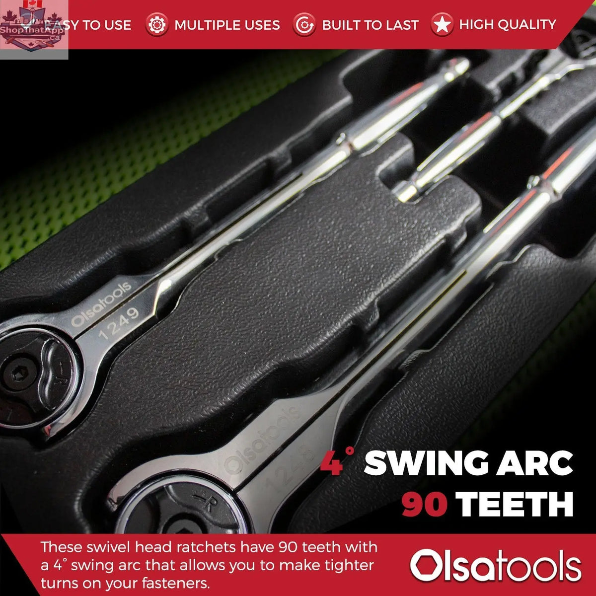 Swivel Head Ratchet - 90 Tooth Round Head - Shopthatapp.ca
