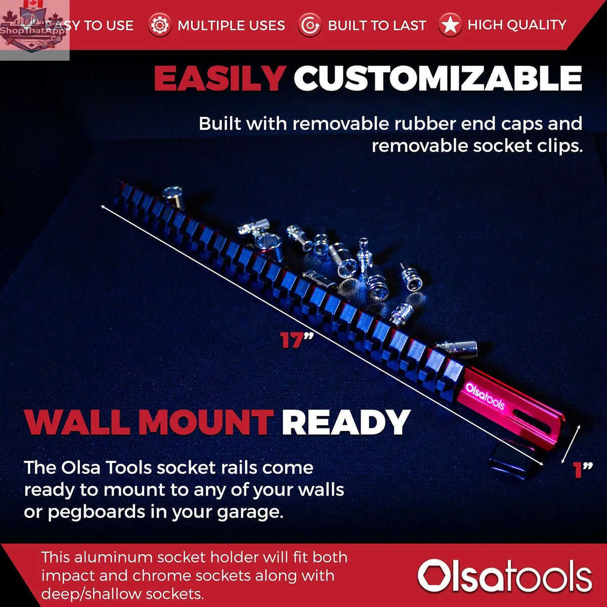 Aluminum Socket Organizer Rails With Rubber End Caps for 10 mm Socket Set - Shopthatapp.ca
