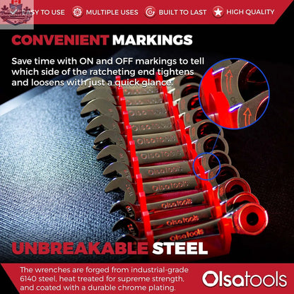 120 Tooth Ratcheting Wrench Set - Stubby Design for Maximum Torque and Accessibility - Shopthatapp.ca