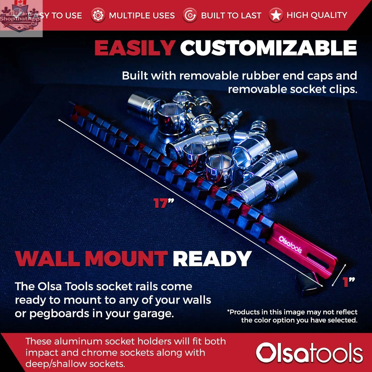 Aluminum Socket Organizer Rails With Rubber End Caps for 10 mm Socket Set - Shopthatapp.ca