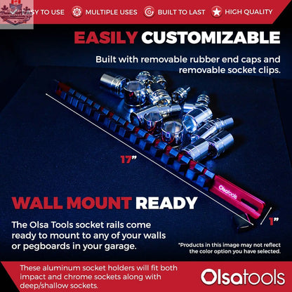 Aluminum Socket Organizer Rails With Rubber End Caps for 10 mm Socket Set - Shopthatapp.ca