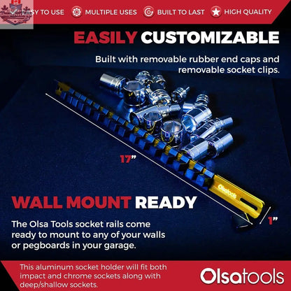 Aluminum Socket Organizer Rails With Rubber End Caps for 10 mm Socket Set - Shopthatapp.ca