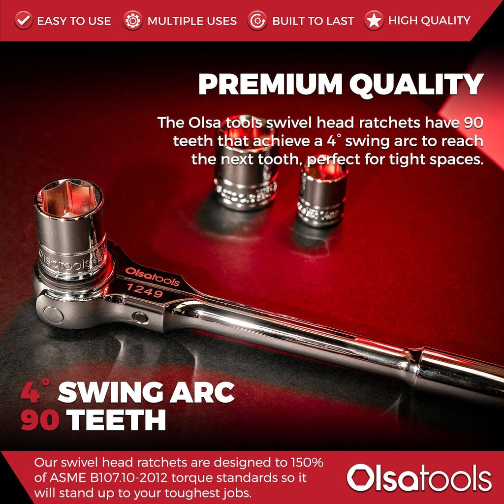Swivel Head Ratchet - 90 Tooth Round Head