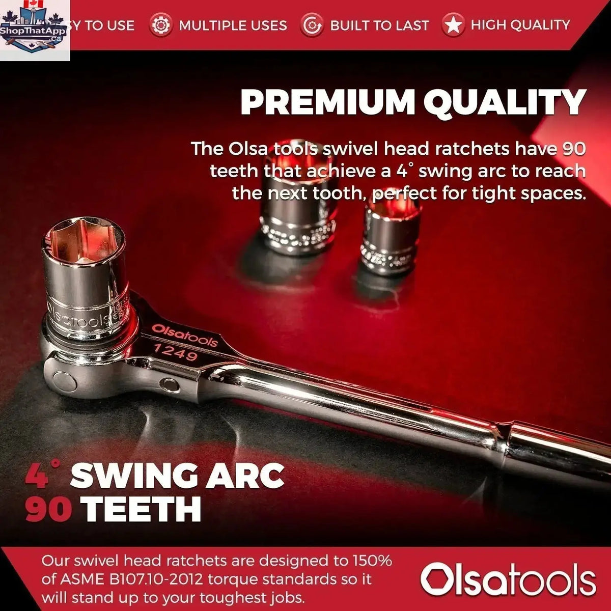 Swivel Head Ratchet - 90 Tooth Round Head - Shopthatapp.ca