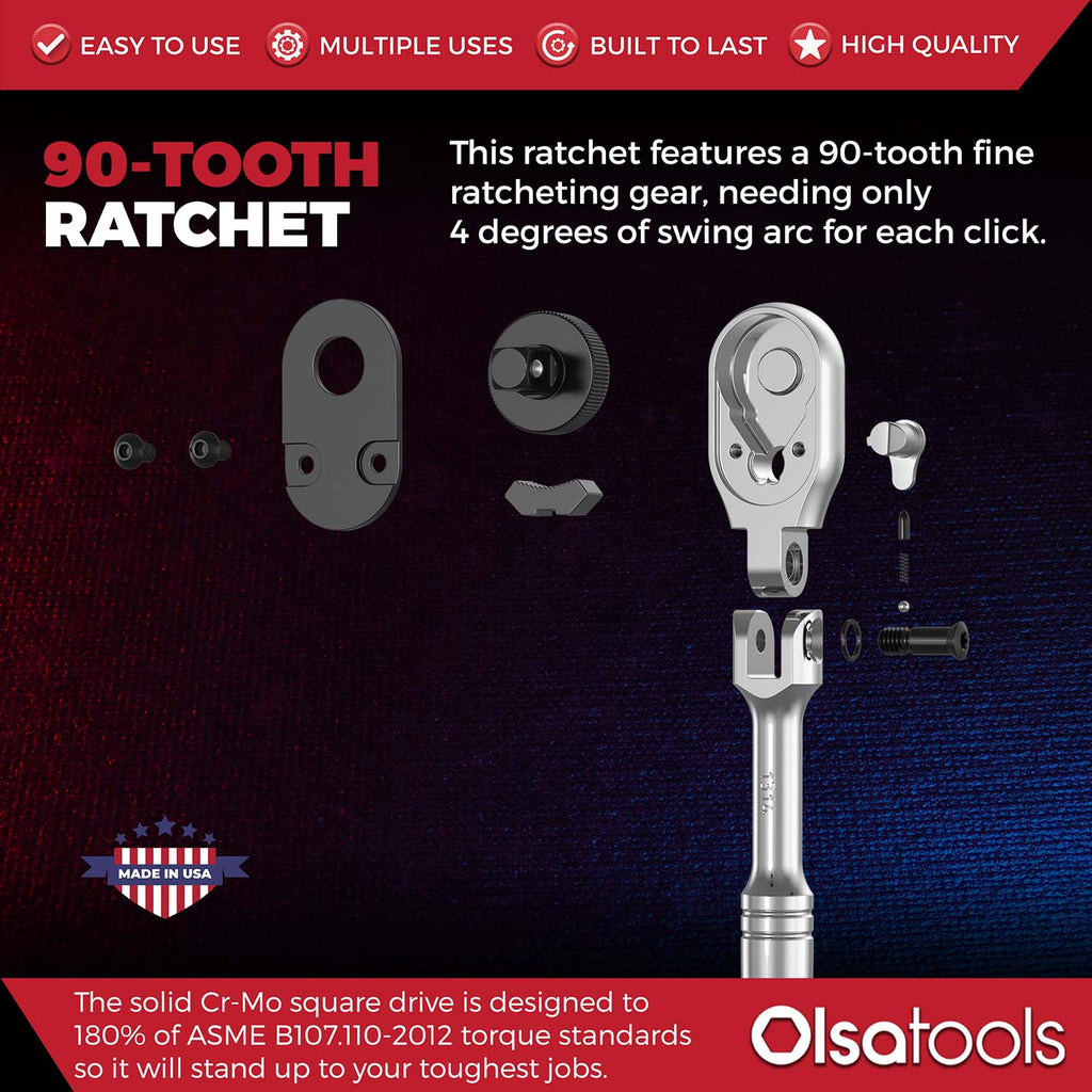 Flex Head Ratchet 90 Tooth for Enhanced Torque and Precision