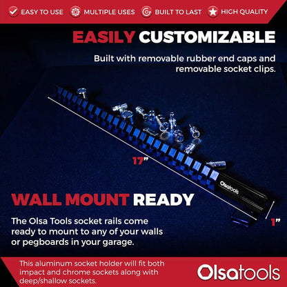 Aluminum Socket Organizer Rails With Rubber End Caps for 10 mm Socket Set - Shopthatapp.ca