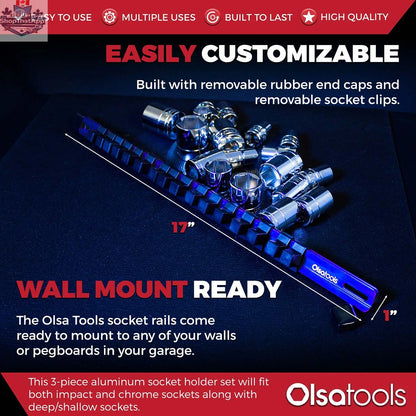 Aluminum Socket Organizer Rails With Rubber End Caps for 10 mm Socket Set - Shopthatapp.ca
