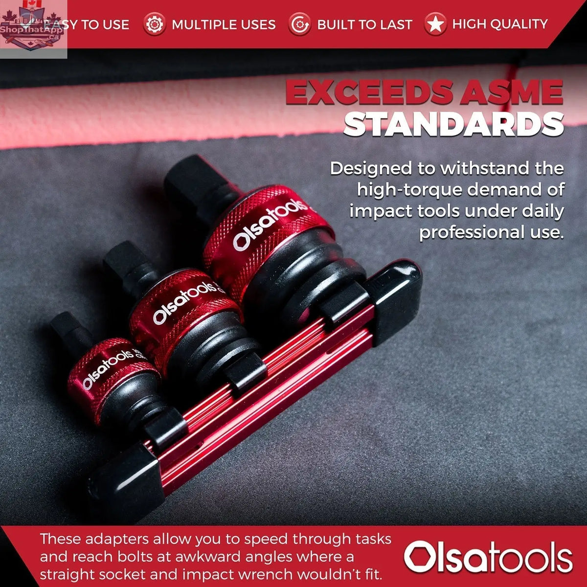 3pc Universal Joint Socket Adapter Set for 1/2", 3/8", and 1/4" Drive - Shopthatapp.ca