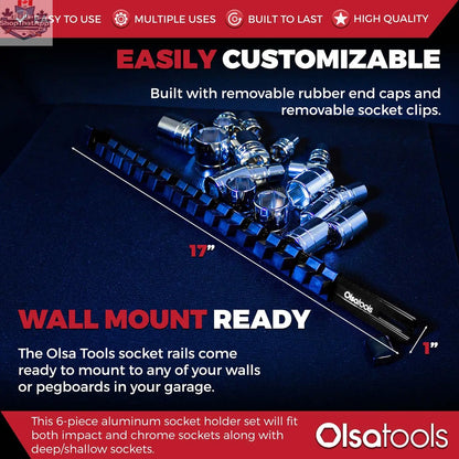 Aluminum Socket Organizer Rails With Rubber End Caps for 10 mm Socket Set - Shopthatapp.ca