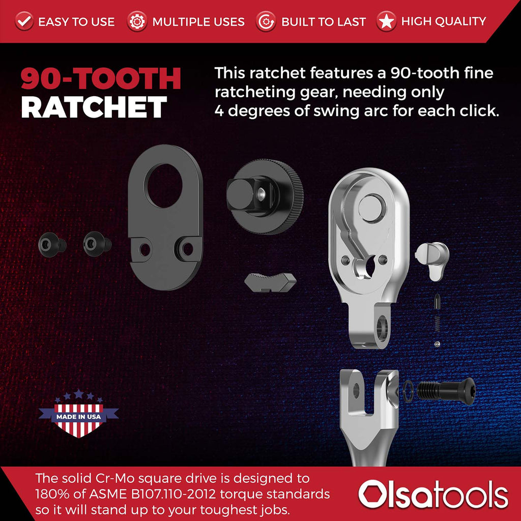 Flex Head Ratchet 90 Tooth for Enhanced Torque and Precision
