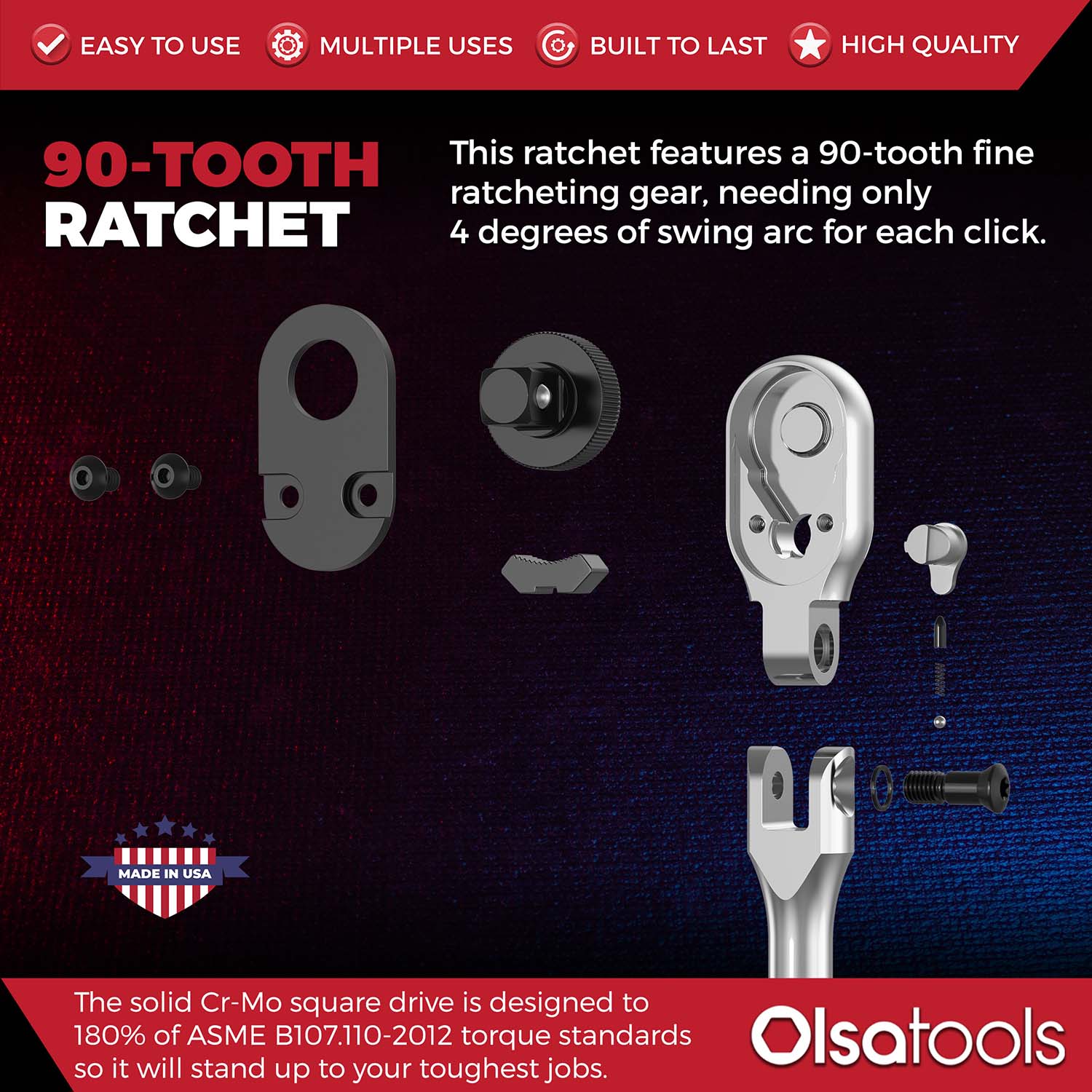 Flex Head Ratchet 90 Tooth for Enhanced Torque and Precision