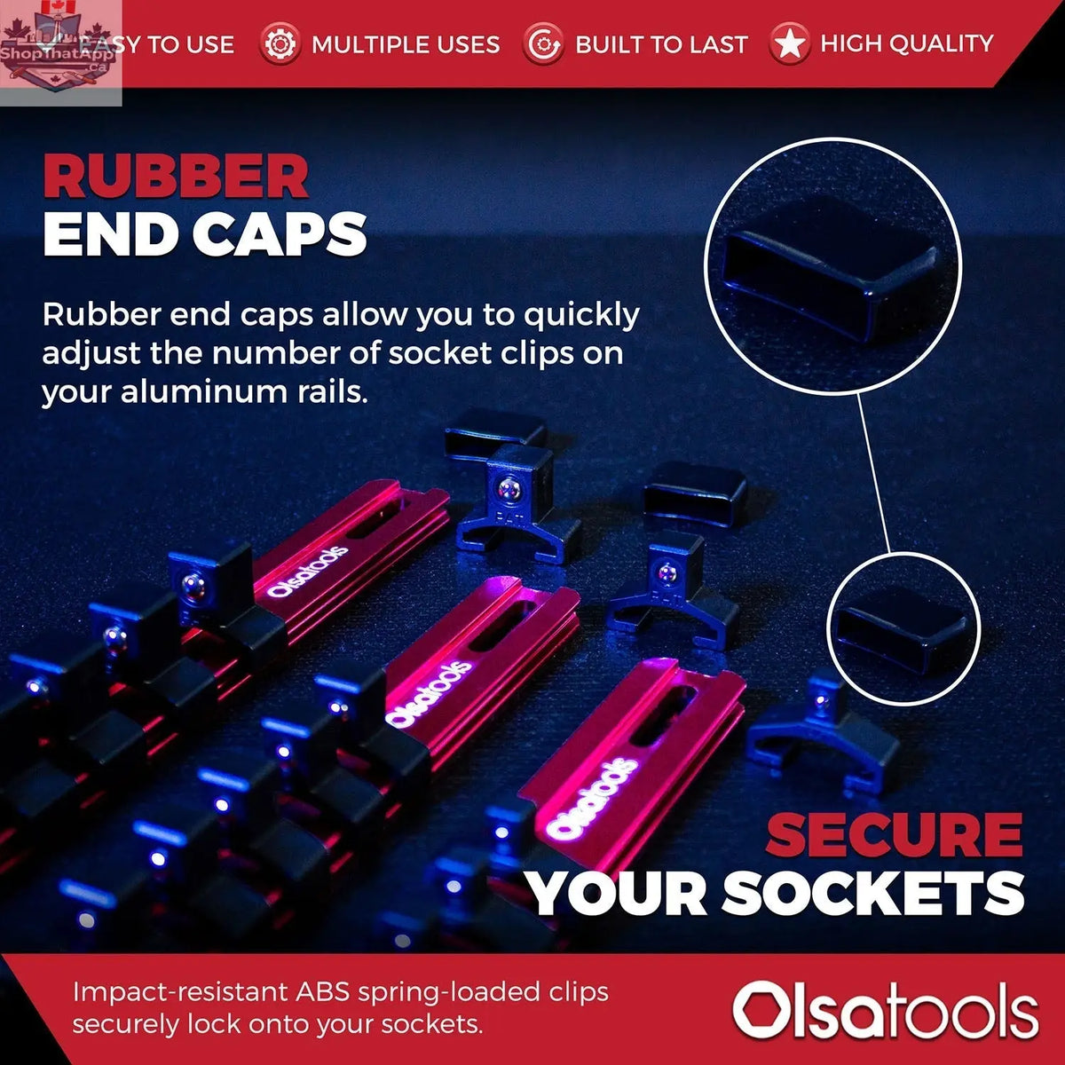 Aluminum Socket Organizer Rails With Rubber End Caps for 10 mm Socket Set - Shopthatapp.ca