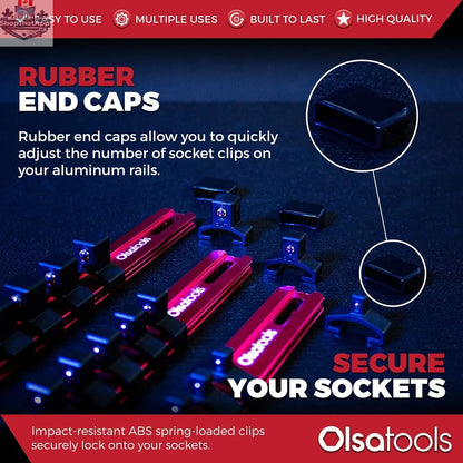 Aluminum Socket Organizer Rails With Rubber End Caps for 10 mm Socket Set - Shopthatapp.ca