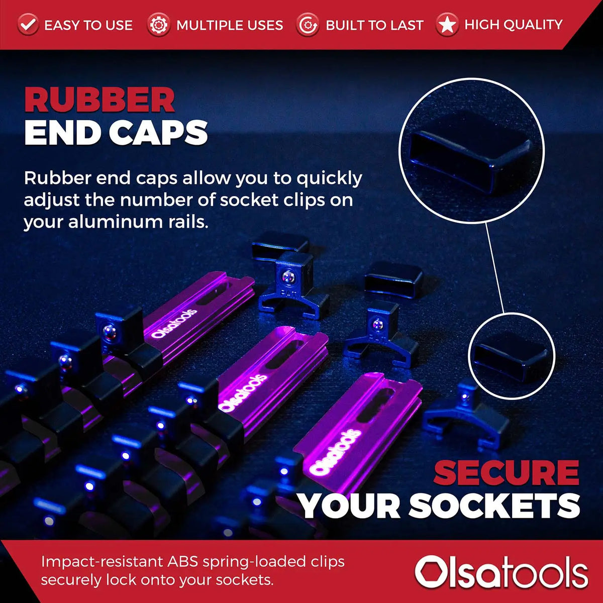 Aluminum Socket Organizer Rails With Rubber End Caps for 10 mm Socket Set - Shopthatapp.ca