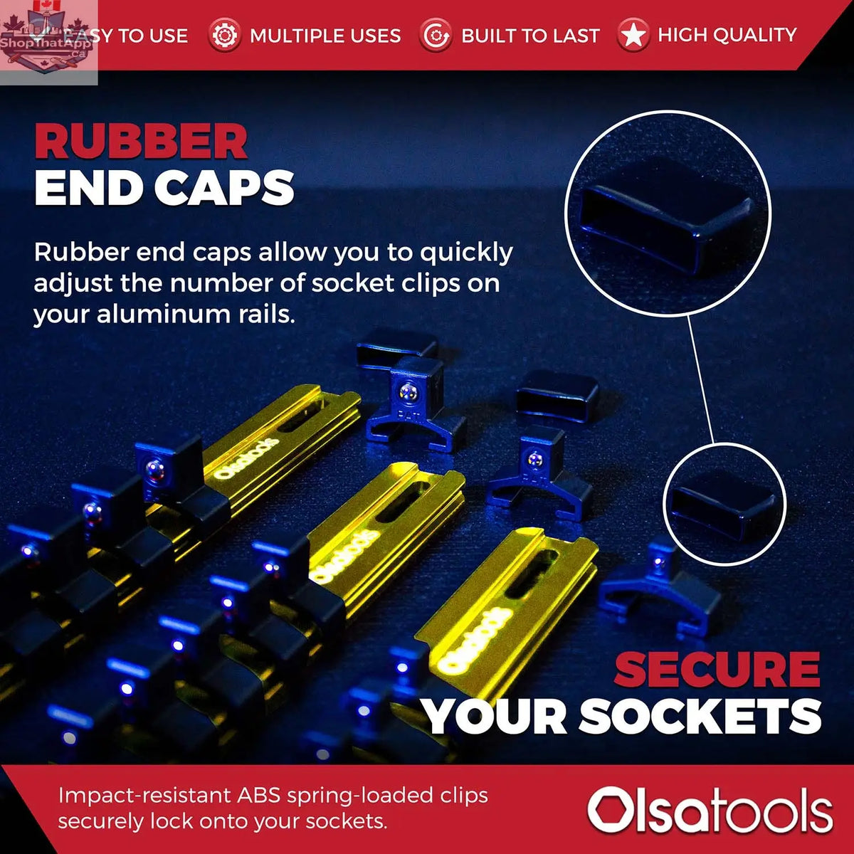 Aluminum Socket Organizer Rails With Rubber End Caps for 10 mm Socket Set - Shopthatapp.ca