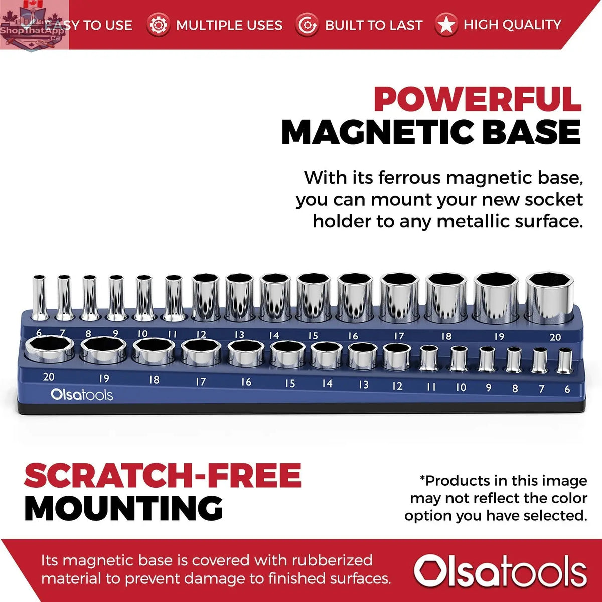 Olsa Tools Canada 2-Row Magnetic Socket Holders for 1/2 Drive Click Torque Wrench, organized socket storage and organization