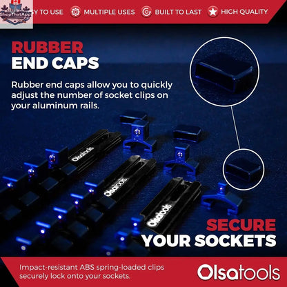 Aluminum Socket Organizer Rails With Rubber End Caps for 10 mm Socket Set - Shopthatapp.ca
