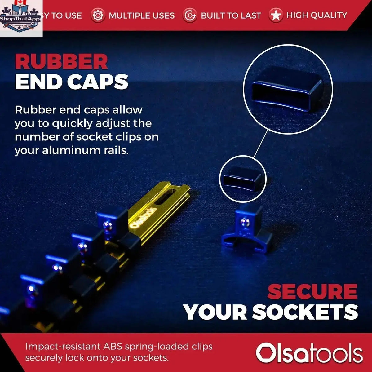 Aluminum Socket Organizer Rails With Rubber End Caps for 10 mm Socket Set - Shopthatapp.ca