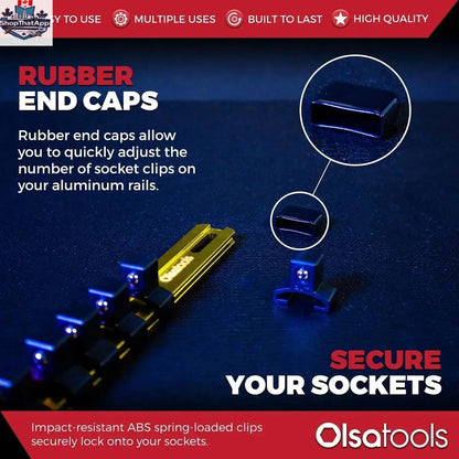 Aluminum Socket Organizer Rails With Rubber End Caps for 10 mm Socket Set - Shopthatapp.ca