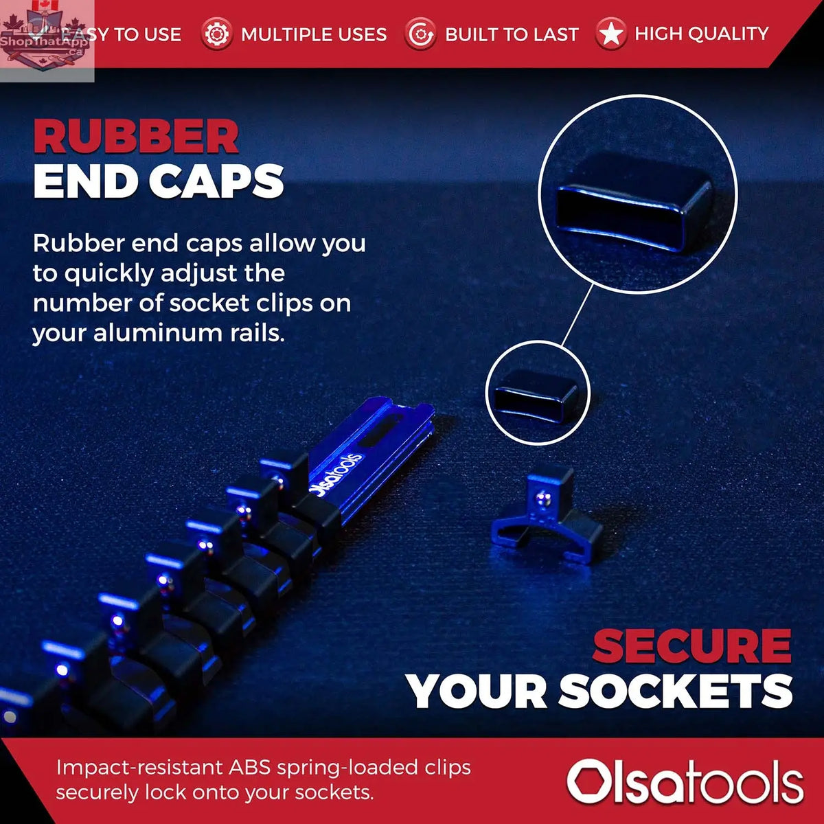 Aluminum Socket Organizer Rails With Rubber End Caps for 10 mm Socket Set - Shopthatapp.ca