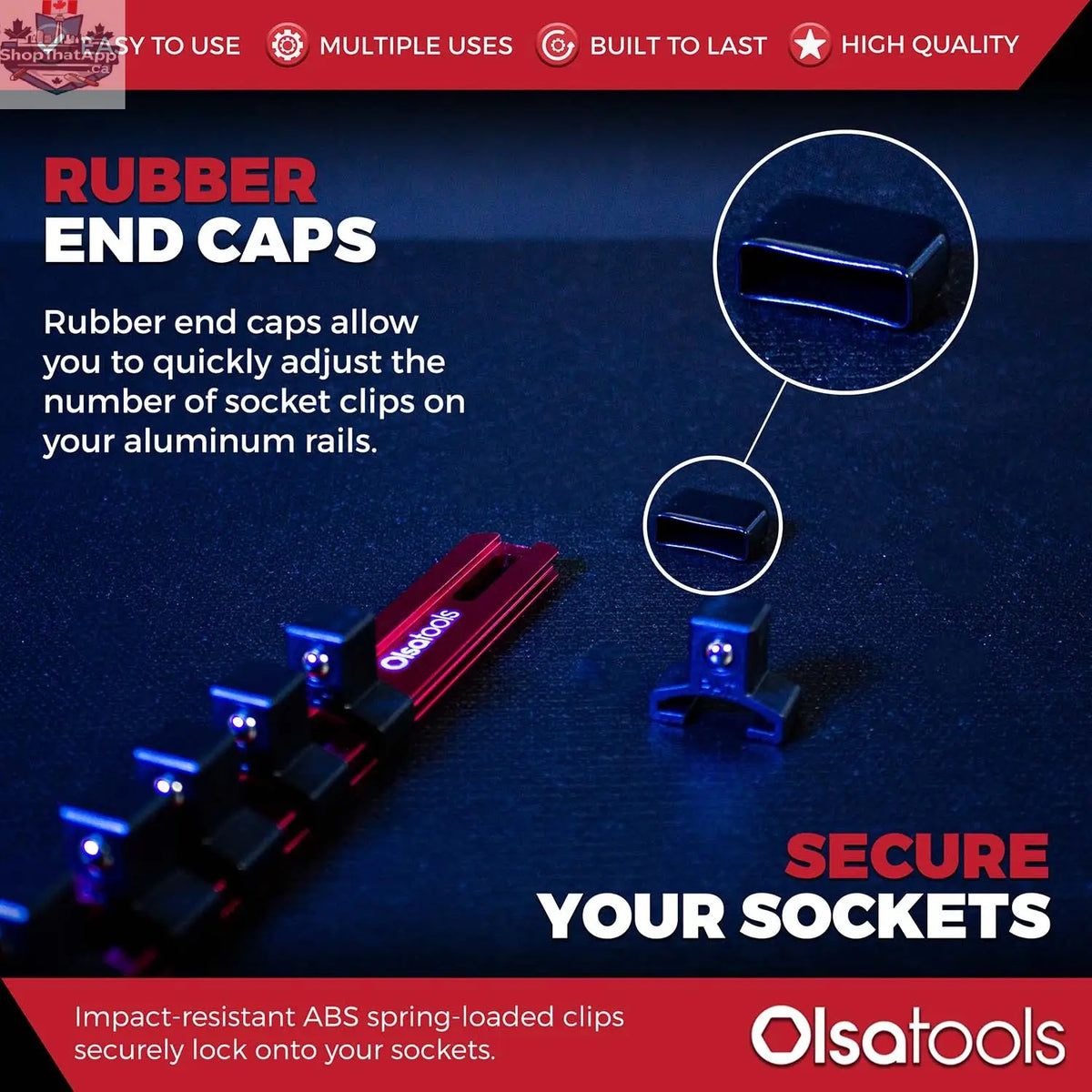 Aluminum Socket Organizer Rails With Rubber End Caps for 10 mm Socket Set - Shopthatapp.ca