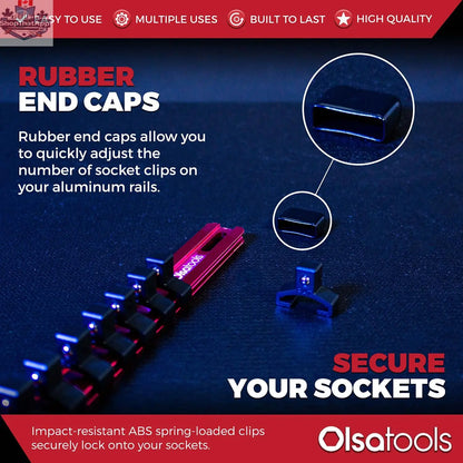 Aluminum Socket Organizer Rails With Rubber End Caps for 10 mm Socket Set - Shopthatapp.ca