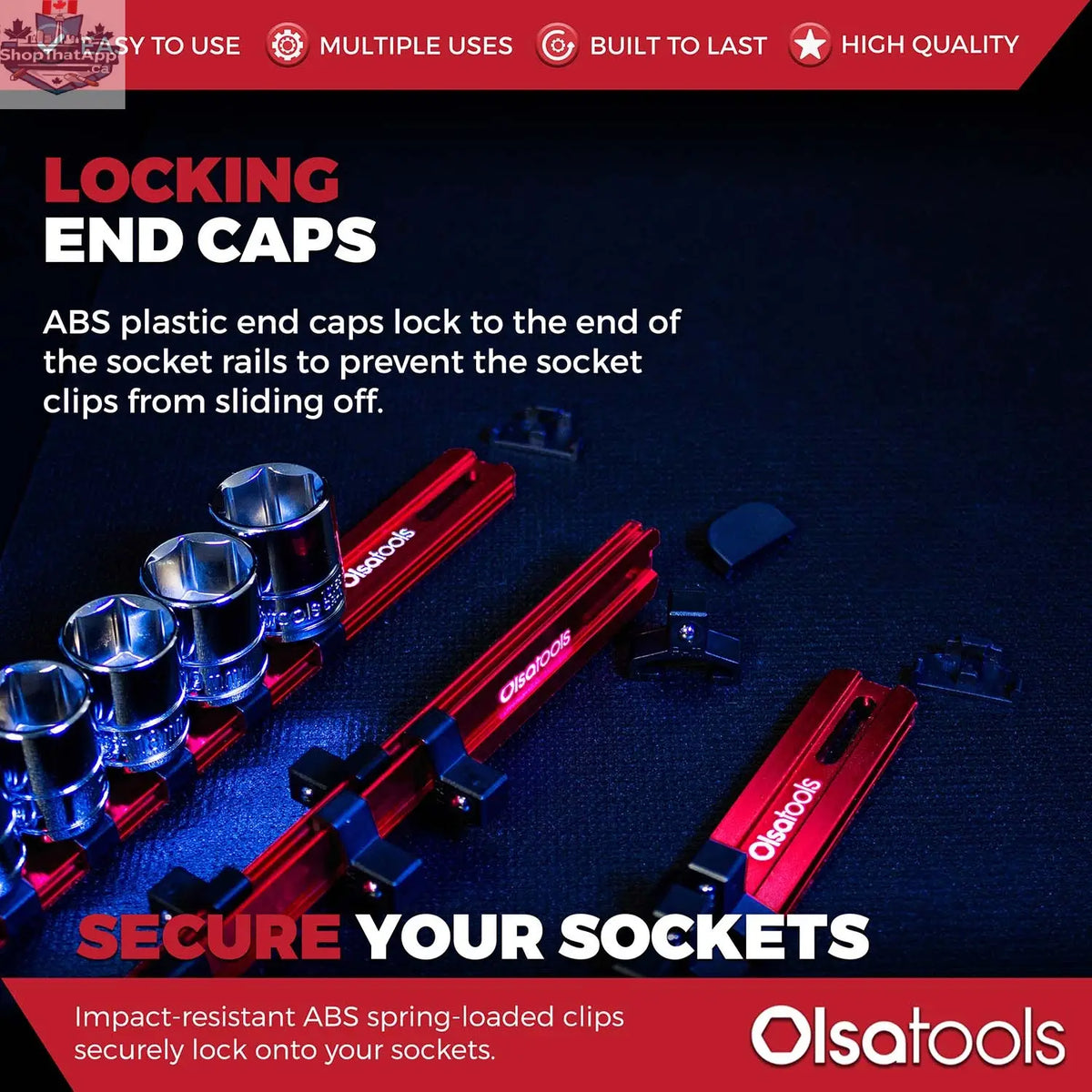 Aluminum Socket Organizer Rails with Locking End Caps - Shopthatapp.ca