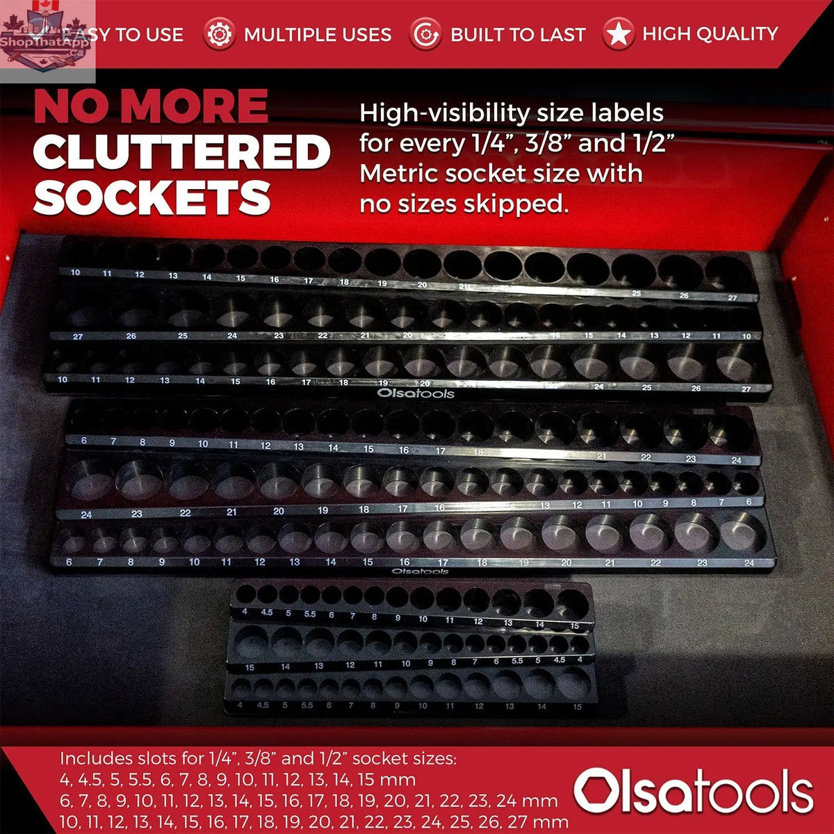 3-Row Magnetic Socket Holder - Shopthatapp.ca