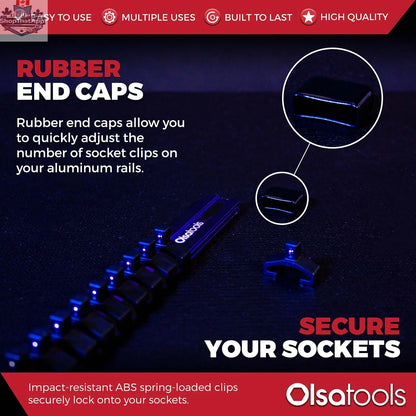 Aluminum Socket Organizer Rails With Rubber End Caps for 10 mm Socket Set - Shopthatapp.ca