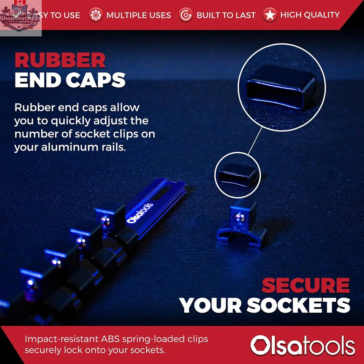 Aluminum Socket Organizer Rails With Rubber End Caps for 10 mm Socket Set - Shopthatapp.ca