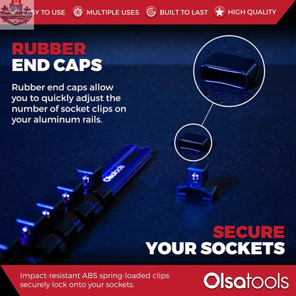 Aluminum Socket Organizer Rails With Rubber End Caps for 10 mm Socket Set - Shopthatapp.ca