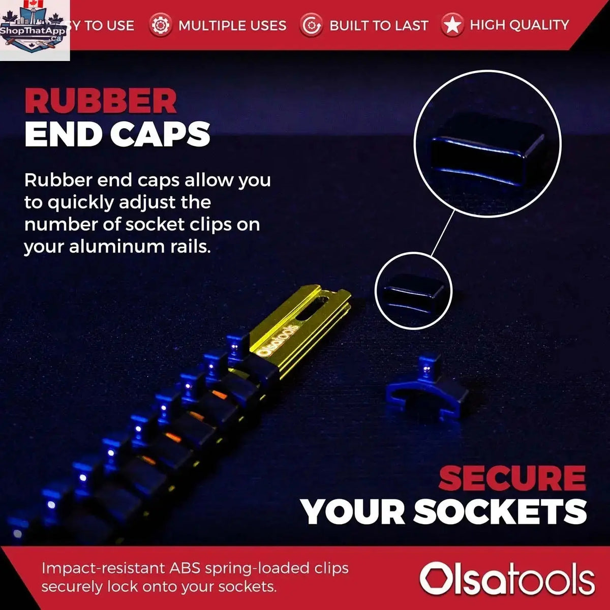 Aluminum Socket Organizer Rails With Rubber End Caps for 10 mm Socket Set - Shopthatapp.ca