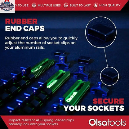 Aluminum Socket Organizer Rails With Rubber End Caps for 10 mm Socket Set - Shopthatapp.ca