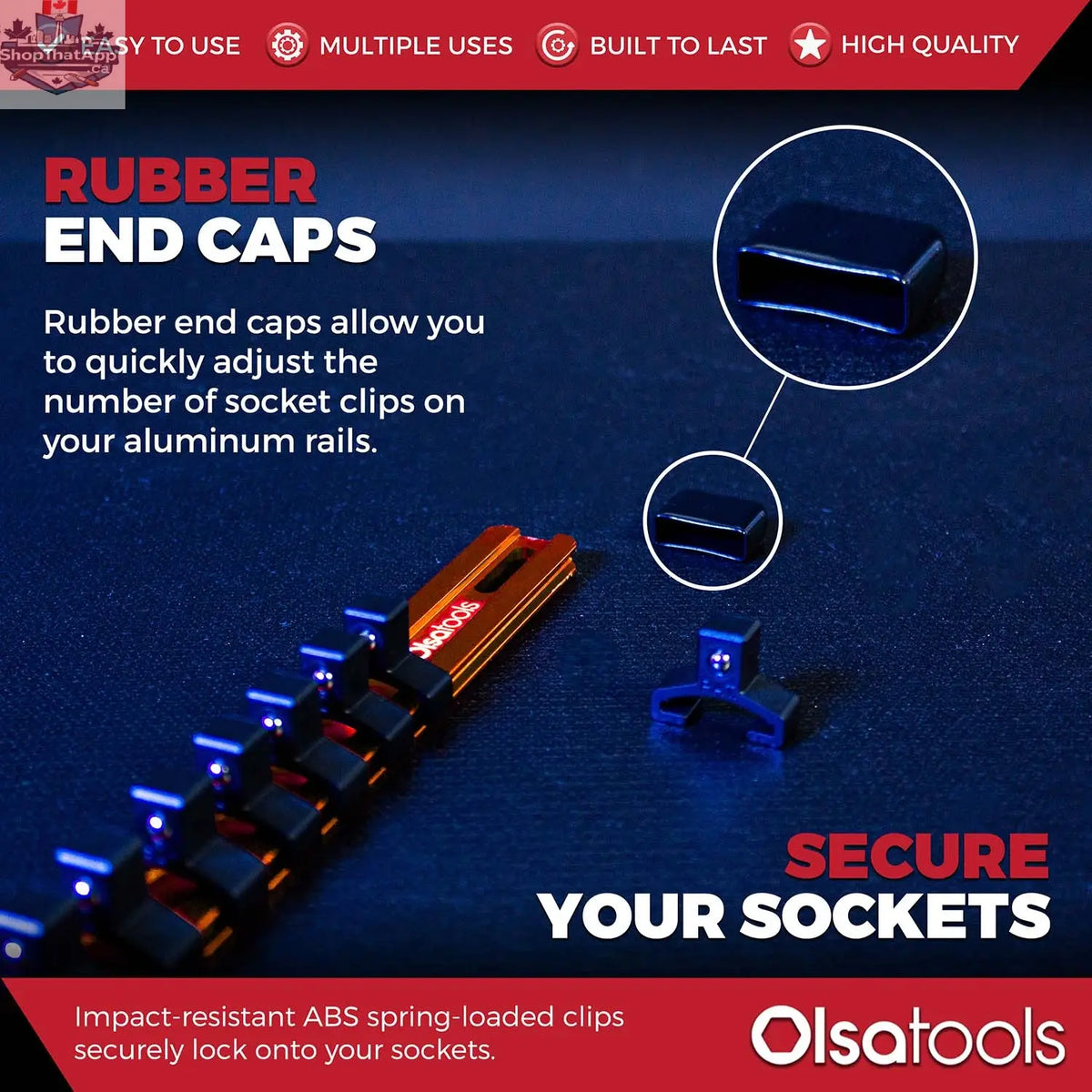 Aluminum Socket Organizer Rails With Rubber End Caps for 10 mm Socket Set - Shopthatapp.ca