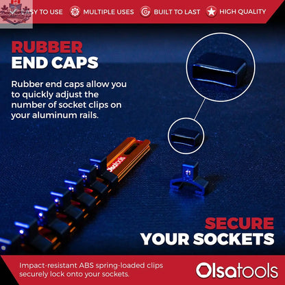 Aluminum Socket Organizer Rails With Rubber End Caps for 10 mm Socket Set - Shopthatapp.ca