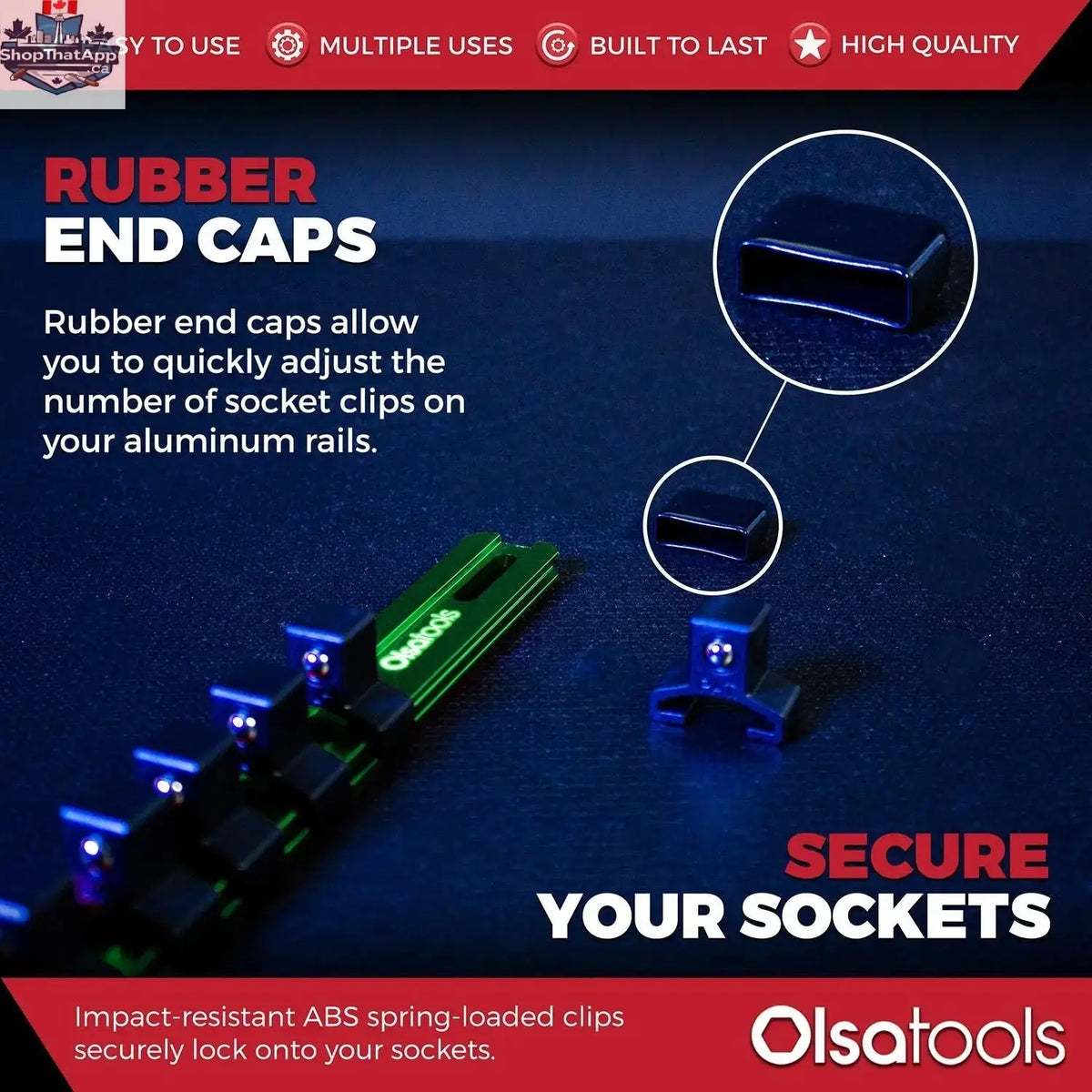 Aluminum Socket Organizer Rails With Rubber End Caps for 10 mm Socket Set - Shopthatapp.ca