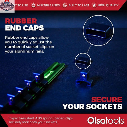 Aluminum Socket Organizer Rails With Rubber End Caps for 10 mm Socket Set - Shopthatapp.ca