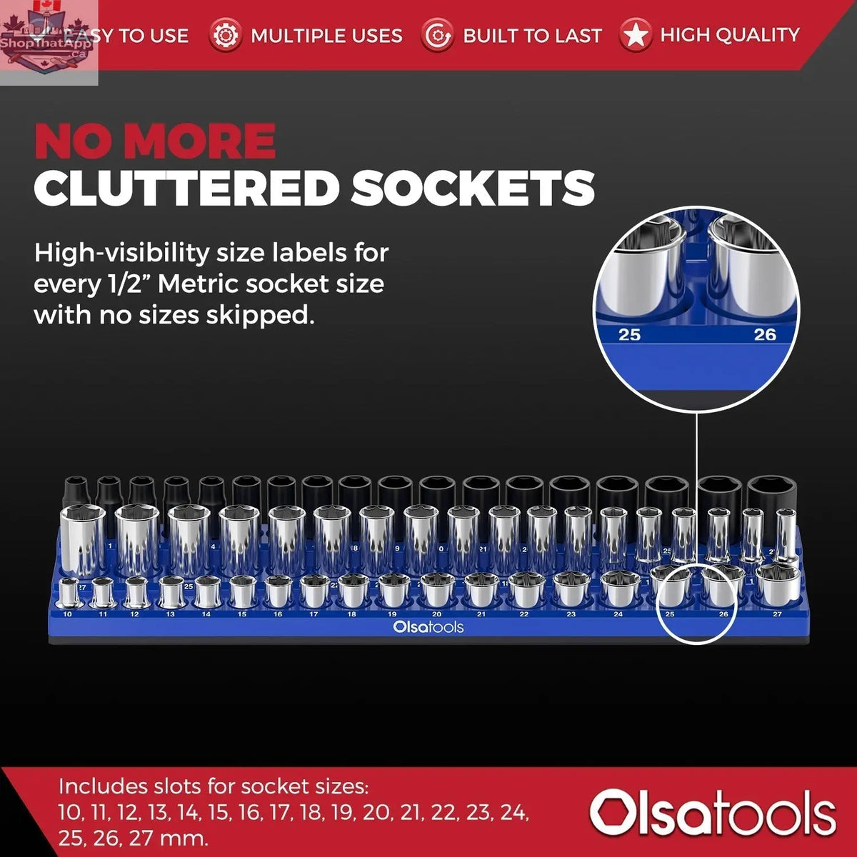 3-Row Magnetic Socket Holder - Shopthatapp.ca
