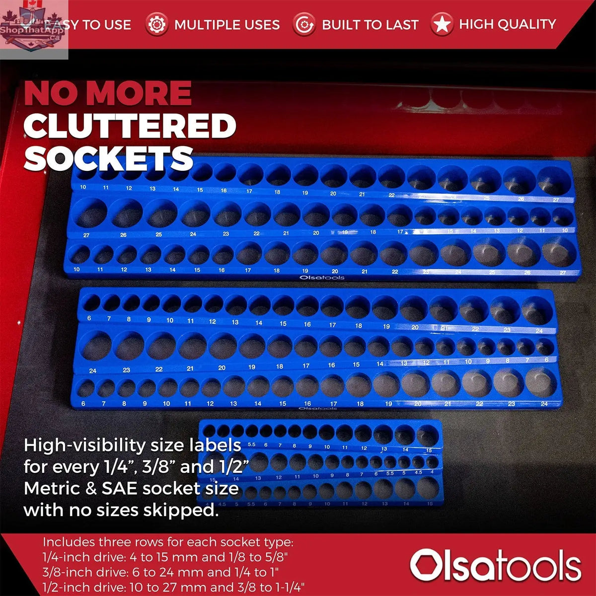 3-Row Magnetic Socket Holder - Shopthatapp.ca