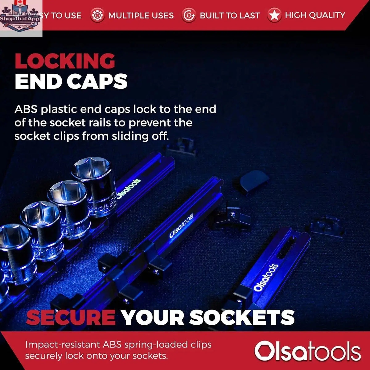 Aluminum Socket Organizer Rails with Locking End Caps - Shopthatapp.ca