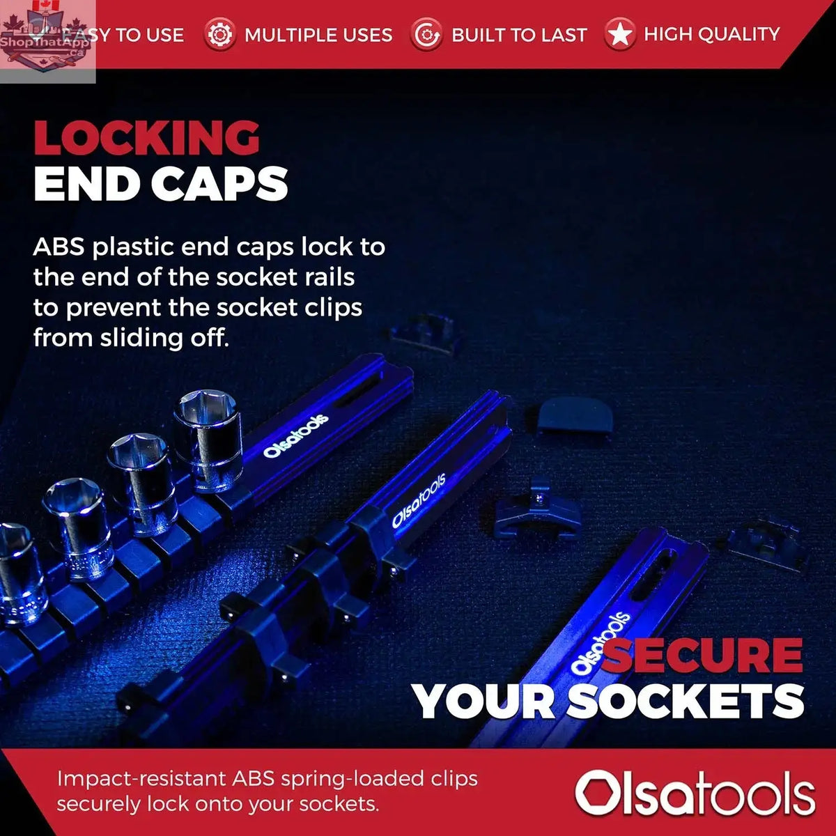 Aluminum Socket Organizer Rails with Locking End Caps - Shopthatapp.ca