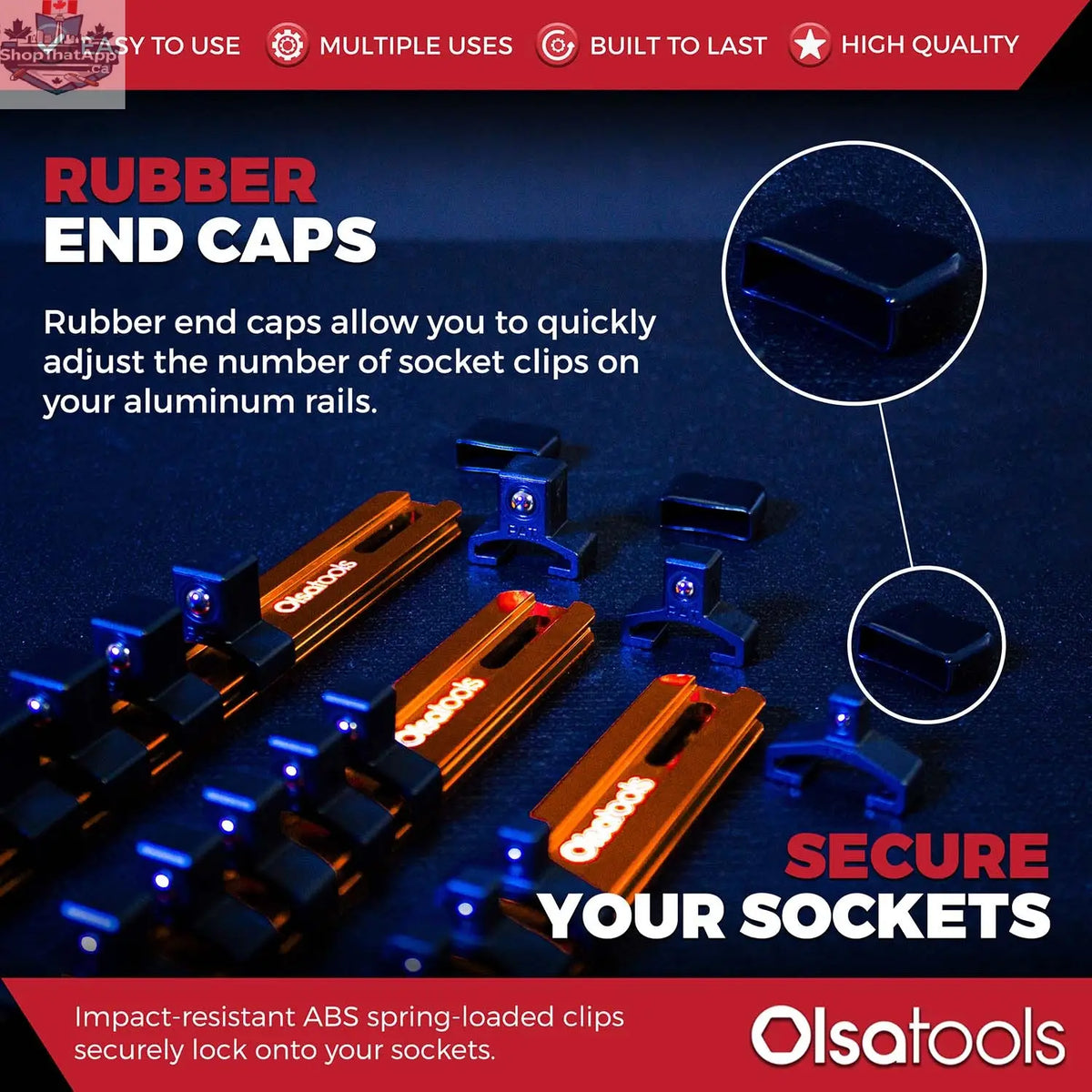 Aluminum Socket Organizer Rails With Rubber End Caps for 10 mm Socket Set - Shopthatapp.ca