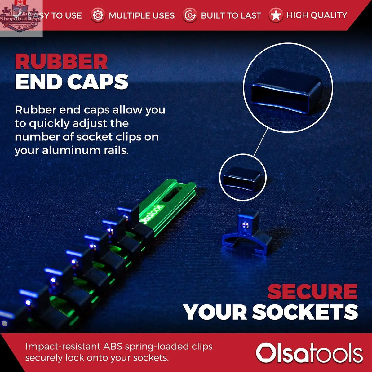 Aluminum Socket Organizer Rails With Rubber End Caps for 10 mm Socket Set - Shopthatapp.ca